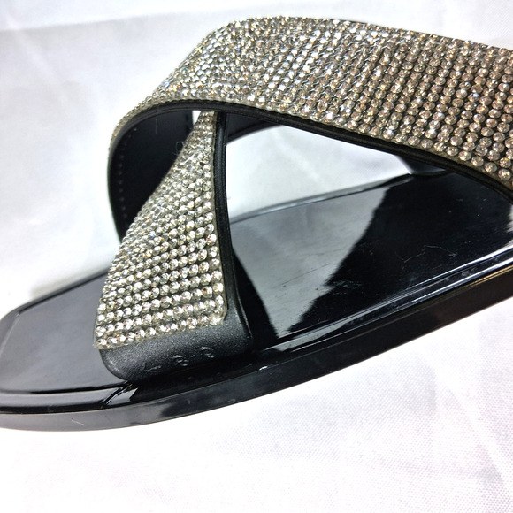 Steve Madden Sandals Size 8 Slide Silver Rhinestones Women Shoes New without Tag - Picture 7 of 16